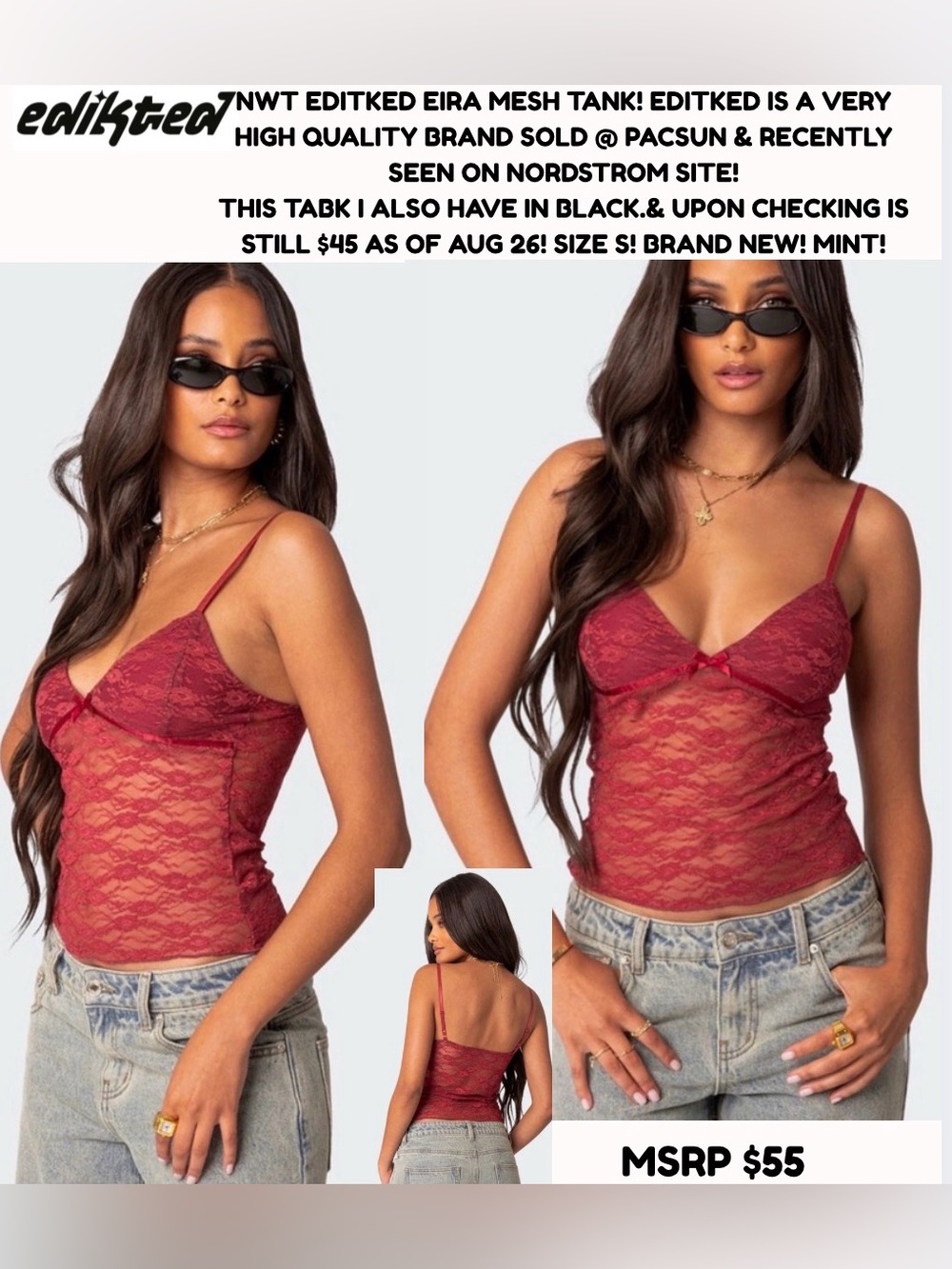 NWT EDIKTED EIRA MESH TANK! VERY HIGH QUALITY! SIZE S! Still $45 as of AUG 26!